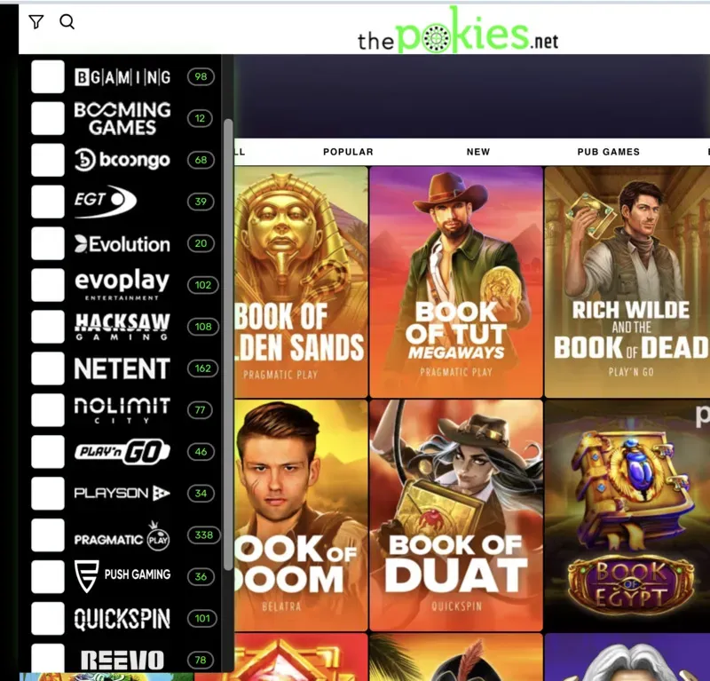 Slots provider and pokies amount of each one